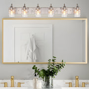 Armada II 48" 6-Light Modern Over Mirror Vanity/Bathroom Light, Hammered Glass Shades