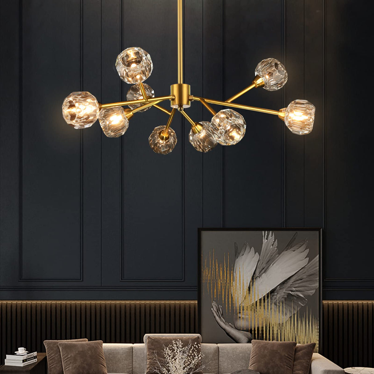 Sputnik Chandeliers for Dining Room Light Fixture, Modern Crystal Chandeliers