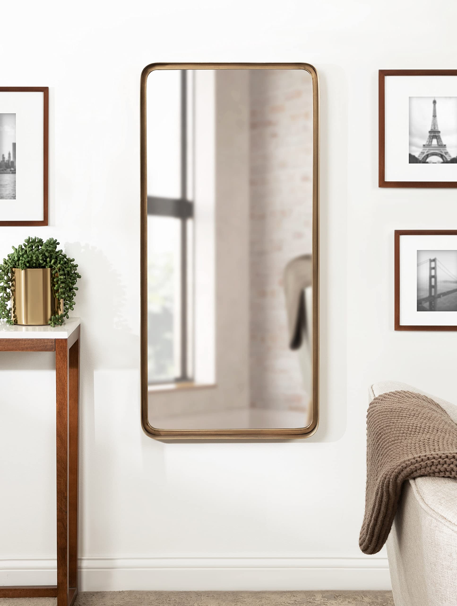 Armenta Modern Soft Rectangle Metal Framed Mirror