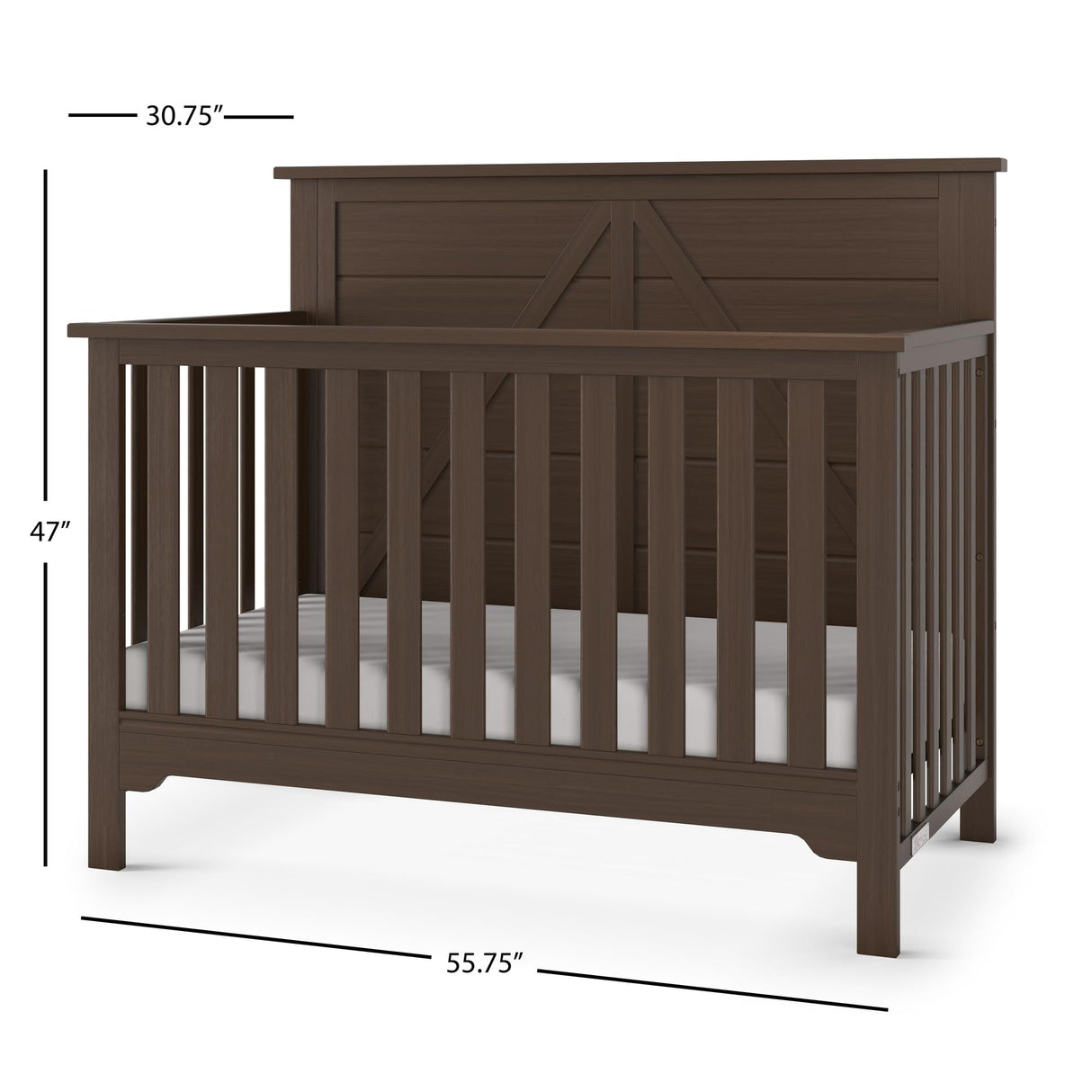 Woodland 4-in-1 Convertible Crib, Baby Crib Converts to Day Bed, Toddler Bed and Full Size Bed,