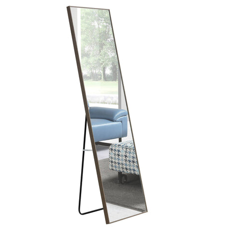 65"x23" Full Length Mirror, Hanging Or Leaning Against Wall with Stand Solid Wood Frame, Floor Mirror for Bedroom Living Room Dressing Room Home Office Decoration Grey