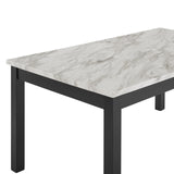 Celeste Dining Table for 6 with Heat Resistant Faux Marble, 64-Inch, Black Base