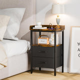 LED nightstand with Charging Station Bedside Table with Drawers USB Side Tables