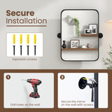 30x22 Pivot Tilting Bathroom Mirror - Black Framed Wall Mounted