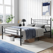 Metal Platform Queen Bed Frame with Classical Headboard Footboard