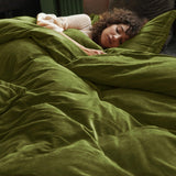 Super Soft Velvet Duvet Cover King Size, 3pcs Luxurious Breathable Velour Fluffy Comforter