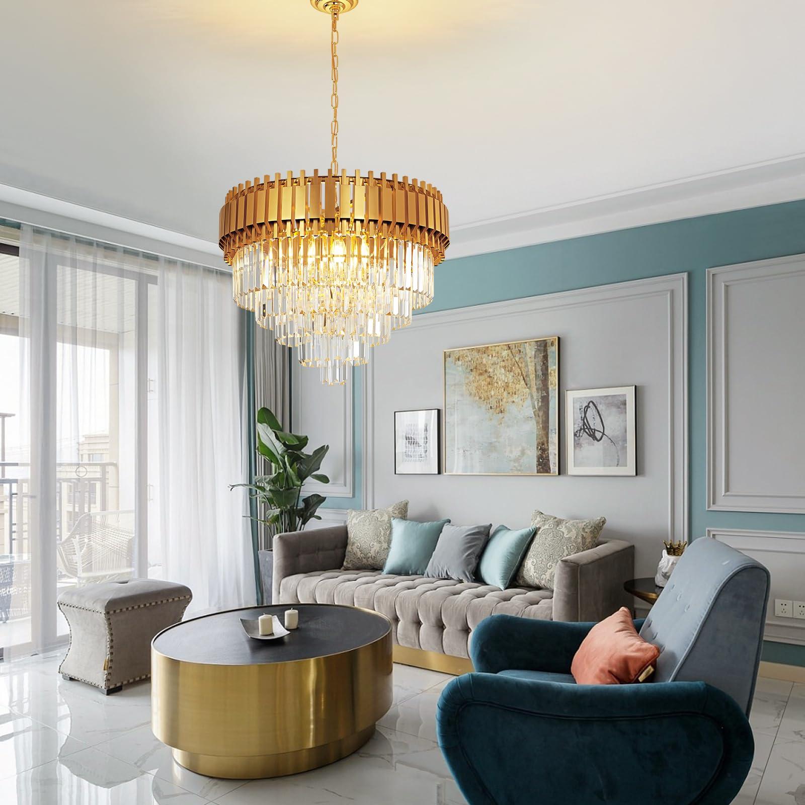 Modern Crystal Pendant Light Luxury Gold Crystal Chandelier Lights 5