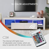 White LED TV Stand for 75 Inch TV, High Gloss TV Entertainment Center