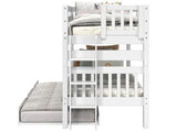 Twin over Twin Mission Style with End Ladder and a Twin Trundle, White