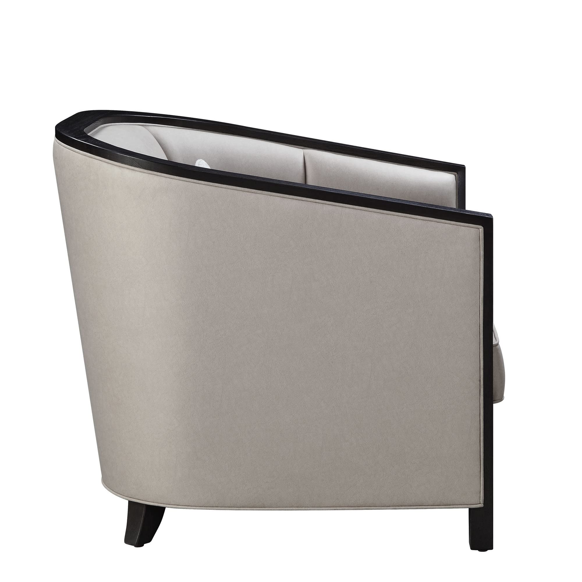 Loveseat with Curved Fixed Back and Shelter Arms, Beige