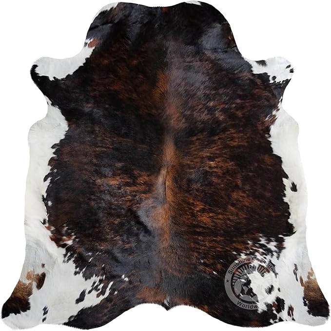 100% Genuine Tricolor Cow Skin Leather Cowhide Rug - Modern Style Animal Skin Rug