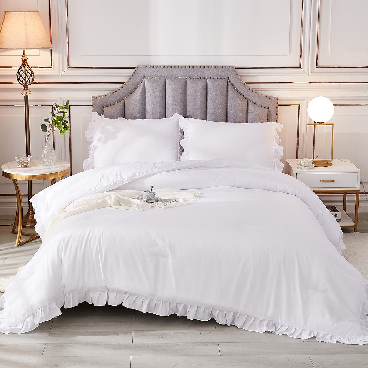 3 Pieces Solid Farmhouse Shabby Chic Bedding Comforters & Sets