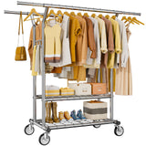 Heavy Duty Clothes Rack, Rolling Clothing Rack With Shelves Load 620 LBS