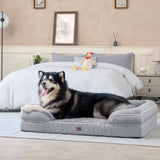 EHEYCIGA Orthopedic Dog Beds Large Sized Dog, Waterproof Memory Foam Large Dog Bed with Sides, Non-Slip Bottom Large Pet Bed with Washable Removable Cover, Grey