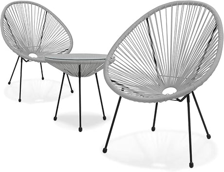 3 Piece Outdoor Seating Acapulco Chair, Modern Patio Furniture Outdoor Conversation Set