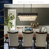 Modern Rectangular Chandelier Black and Gold Crystal Chandeliers for Dining Room