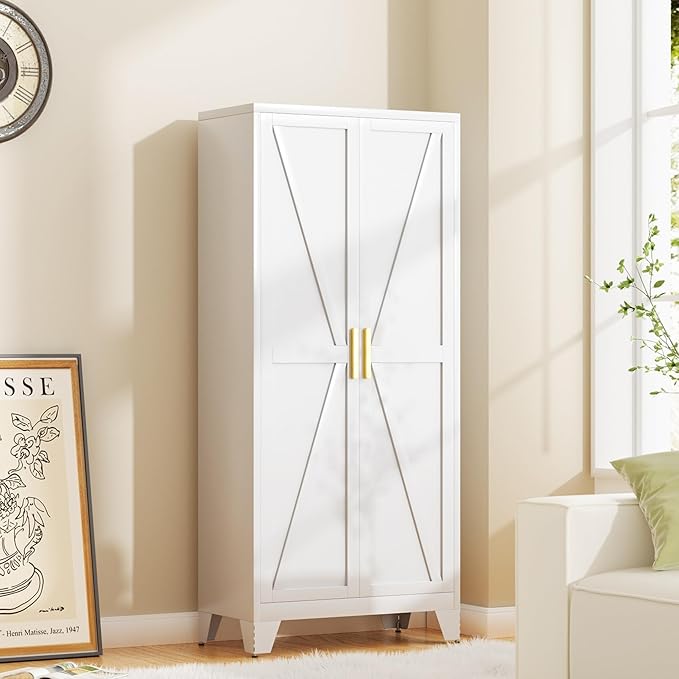 Metal Storage Cabinet with Doors and Shelves,Farmhouse Storage Cabinet