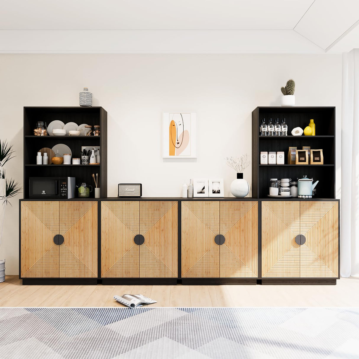 4-Piece Entertainment Center with Bookshelves for TVs up to 75"