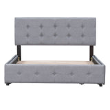 Queen Upholstered Platform Bed Frame with Classic Headboard and 4 Drawers, No Box