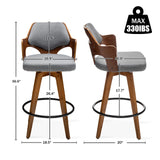 Swivel Bar Stools Set of 2,Counter Height Bar Stools,Upholstered Bar Chair