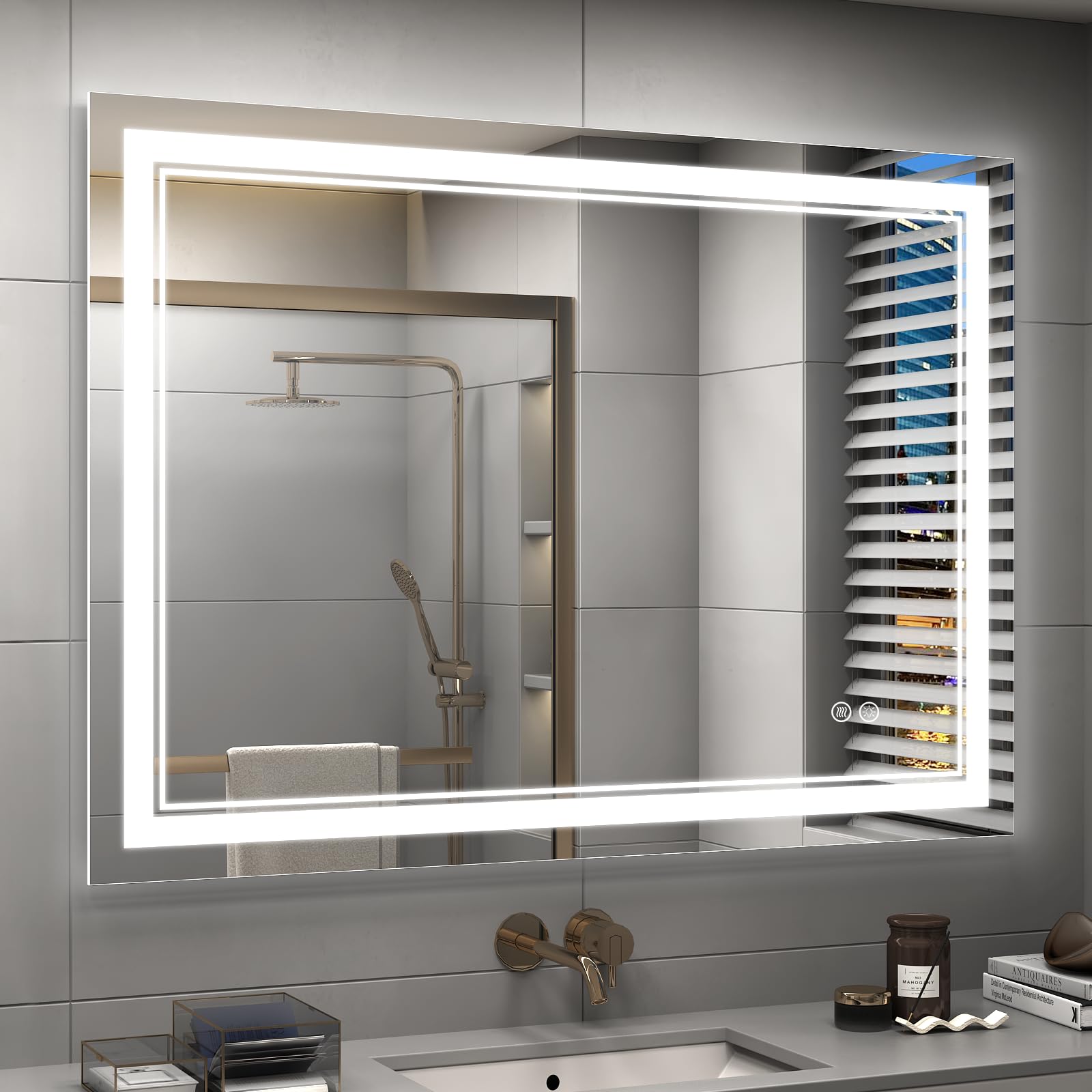 Bathroom Mirror, Lighted Bathroom Mirror with Lights, LED Lighted Mirror