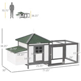 11' x 5' x 3.5' Wooden Chicken Coop with Nesting Box, Outdoor Poultry Cage with Run