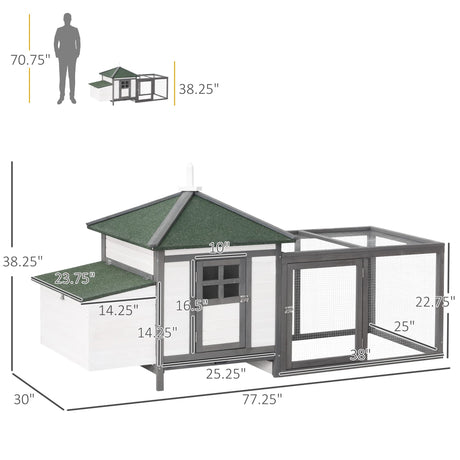 11' x 5' x 3.5' Wooden Chicken Coop with Nesting Box, Outdoor Poultry Cage with Run