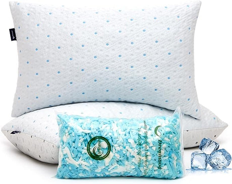 Cooling King Size Pillows Set of 2 Adjustable Loft & Firmness King Shredded Memory Foam Pillows