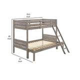 Guard Rails Weathered Wood Over Full Bunk Bed Set Taupe - Twin Size