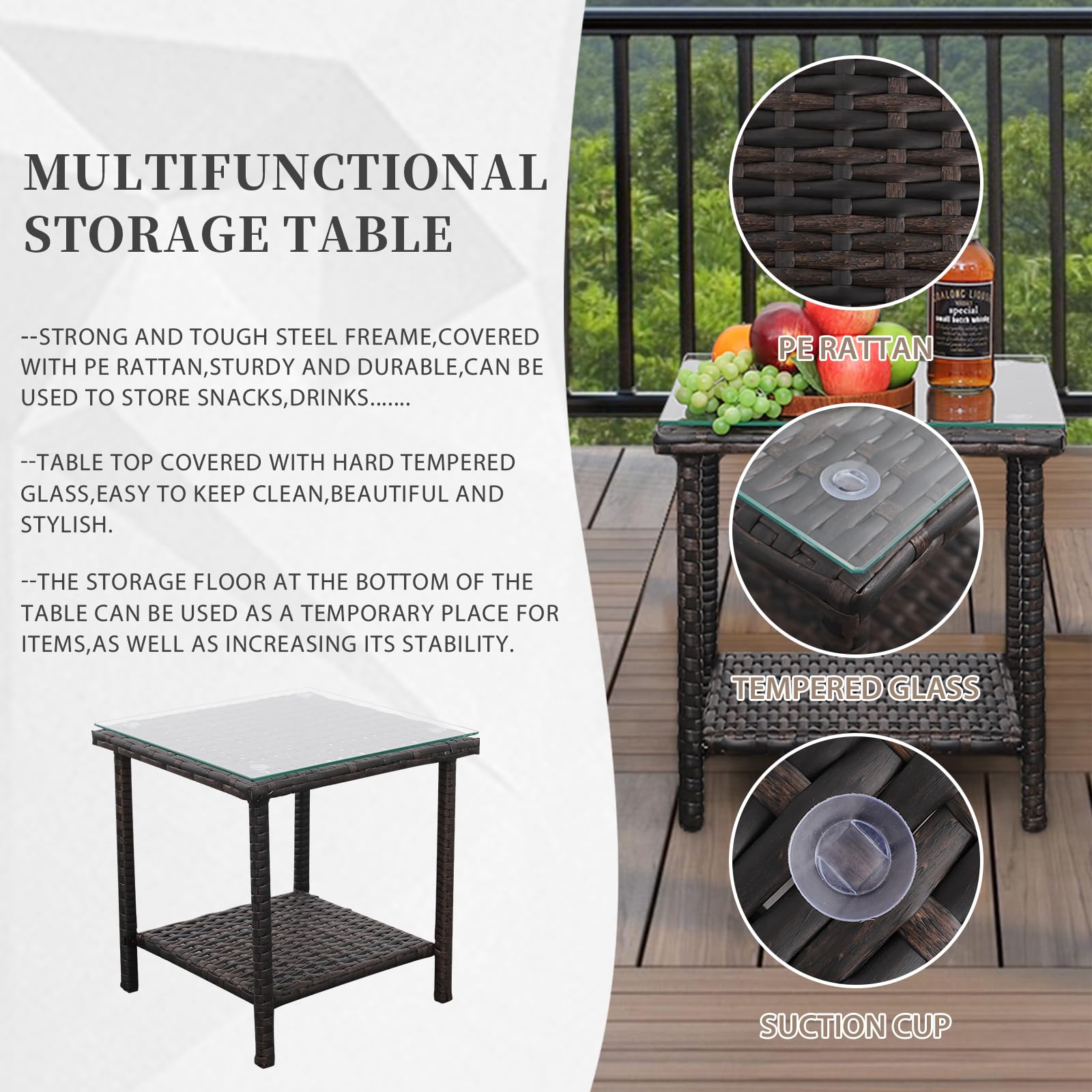 3 Piece Outdoor Furniture with Rocking Chairs Patio  Wickea Includes NonSlip Cushions