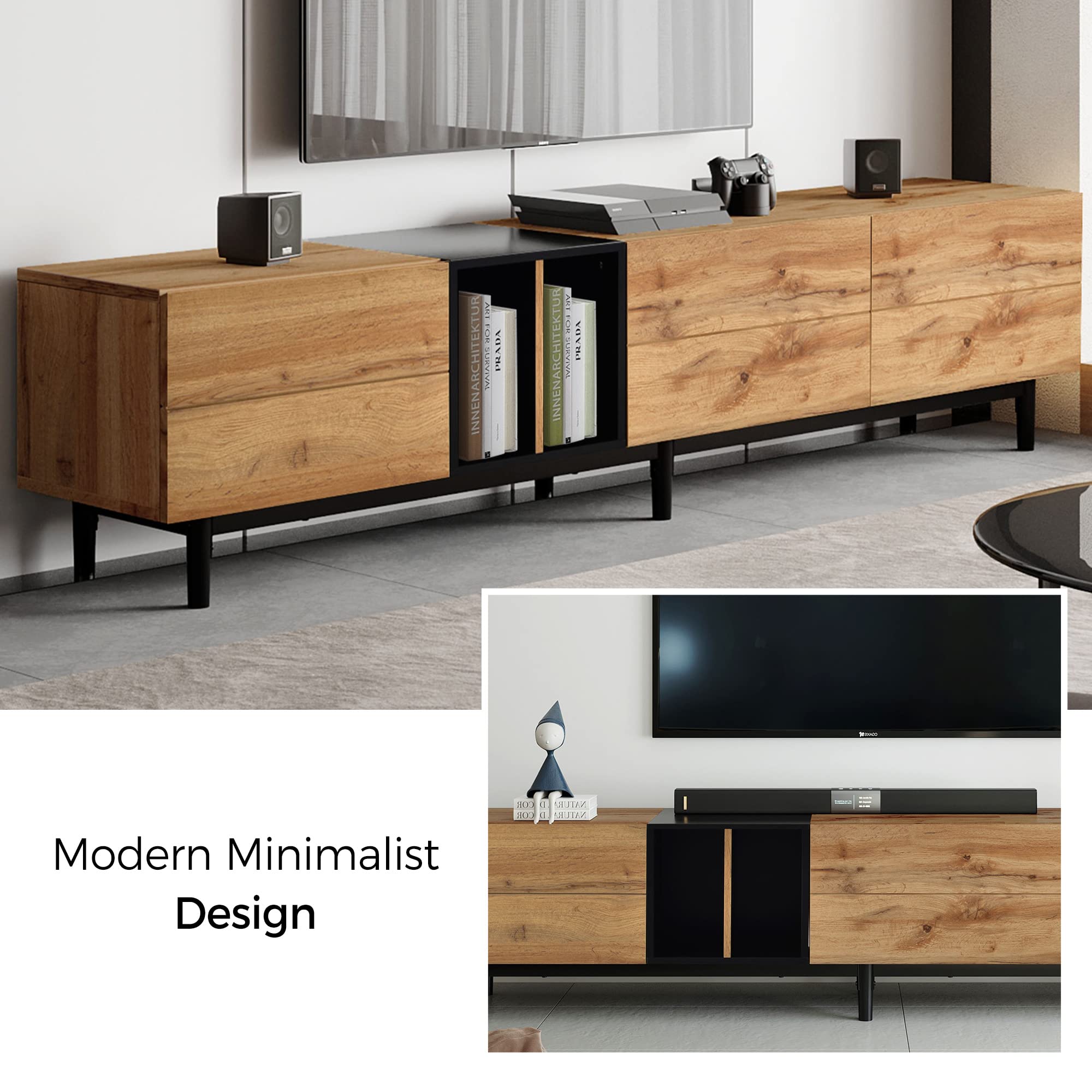77-Inch Modern TV Stand with Storage Cabinets