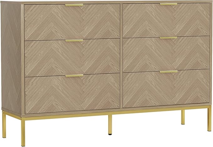 6-Drawer Double Dresser for Bedroom Large Nightstand