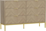 6-Drawer Double Dresser for Bedroom Large Nightstand