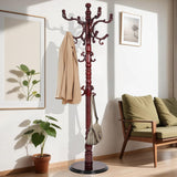 73 in Wood Coat Rack, Coat Rack Freestanding with Stable Round Base, Adjustable Height Tree Coat Rack Stand