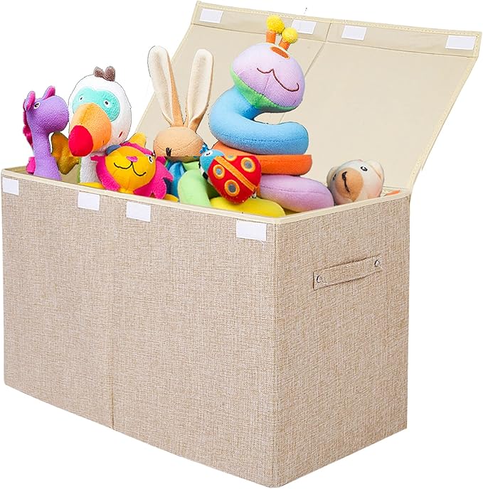 Toy Chest Box with Lid, Foldable Toy Storage Organizer Bin Boxes with Removable Divider