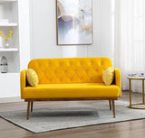 55" Small Velvet Couch with Elegant Moon Shape Pillows