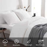 White Comforter Set Queen Size Soft Bedding Sets Boho Striped Pattern Lightweight