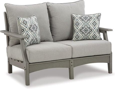 Visola Outdoor HDPE Patio Sofa with Cushion, Gray