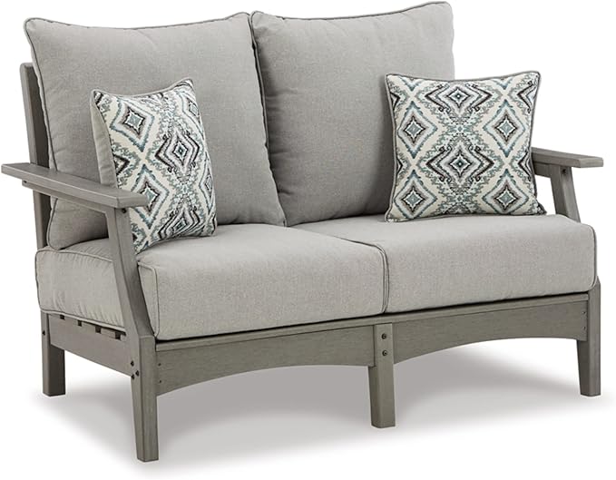 Visola Outdoor HDPE Patio Sofa with Cushion, Gray