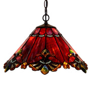 Baroque Tiffany Style Stained Glass Pendant Light - 17 Inch Red Handmade Shade