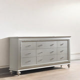 Acme Kaitlyn Rectangular Wood 9-Drawer Dresser with in Champagne White
