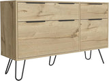 Augusta Double Dresser, Superior Top, Hairpin Legs, Four Drawers -Light Oak