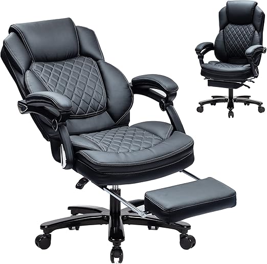 Big and Tall Home Office Desk Chairs for 400lb Heavy People, Ergonomic Reclining Chair