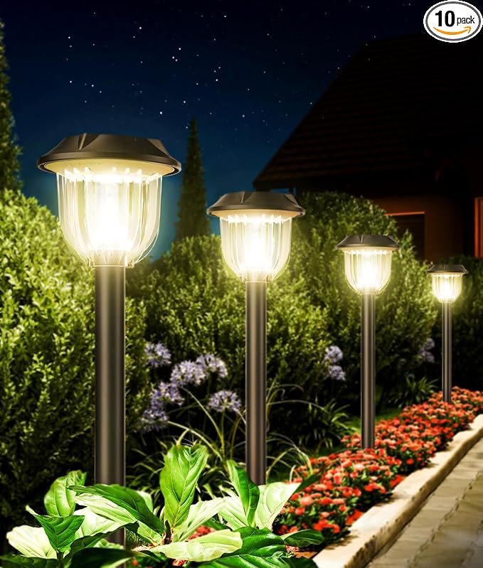 SUPER BRIGHT 10 Pack Solar Lights Outdoor IP65 Waterproof