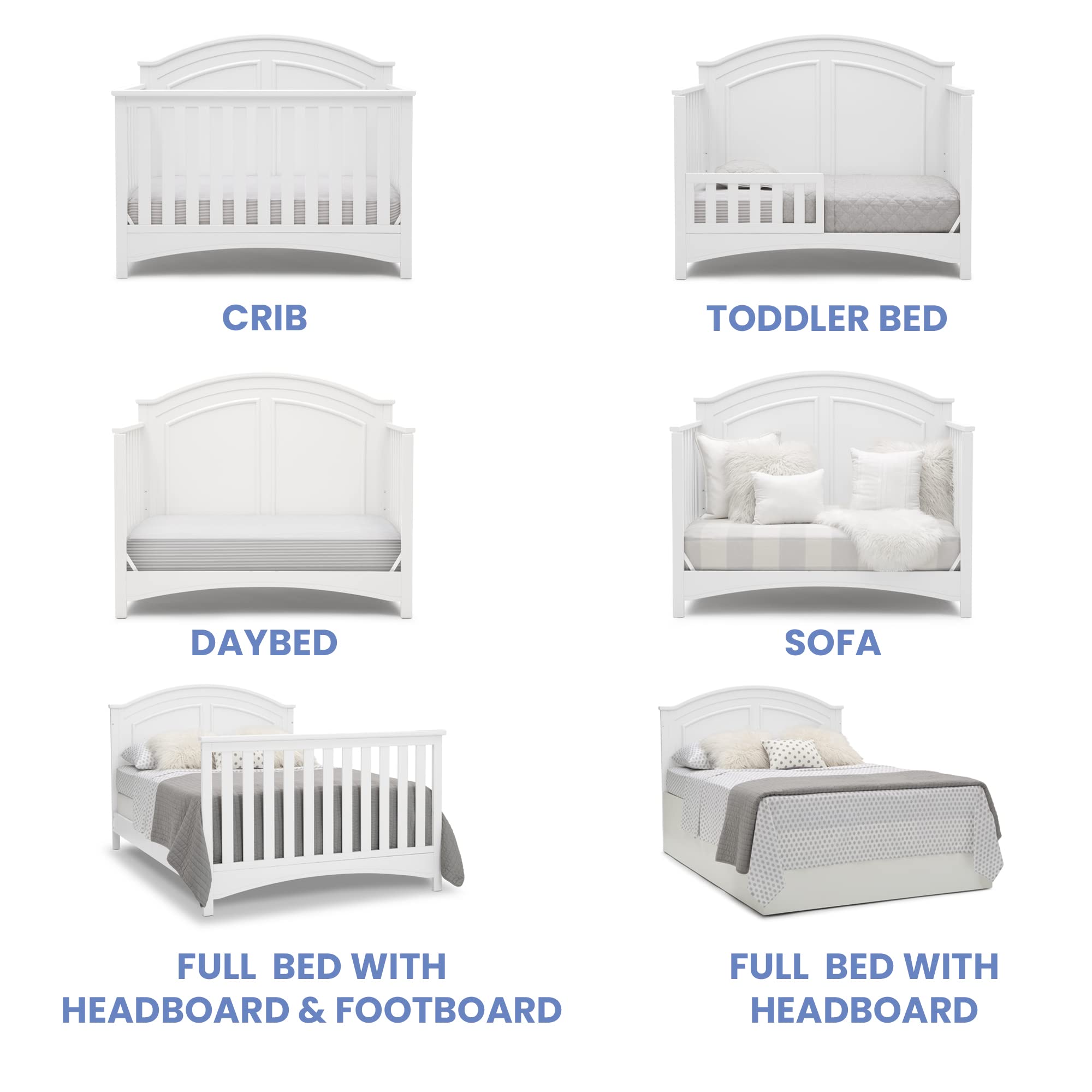 6-in-1 Convertible Crib - Greenguard Gold Certified, Bianca White
