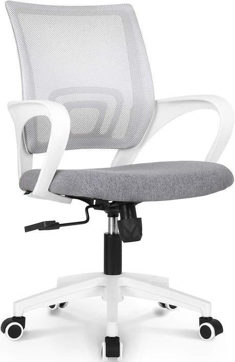 Office Computer Desk Chair Gaming-Ergonomic Mid Back Cushion Lumbar Support with Wheels Comfortable Blue