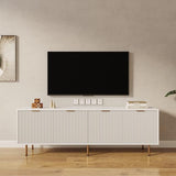 Mid Century Modern TV Stand for 80 Inch TV, Entertainment Center with 4 Large Drawers