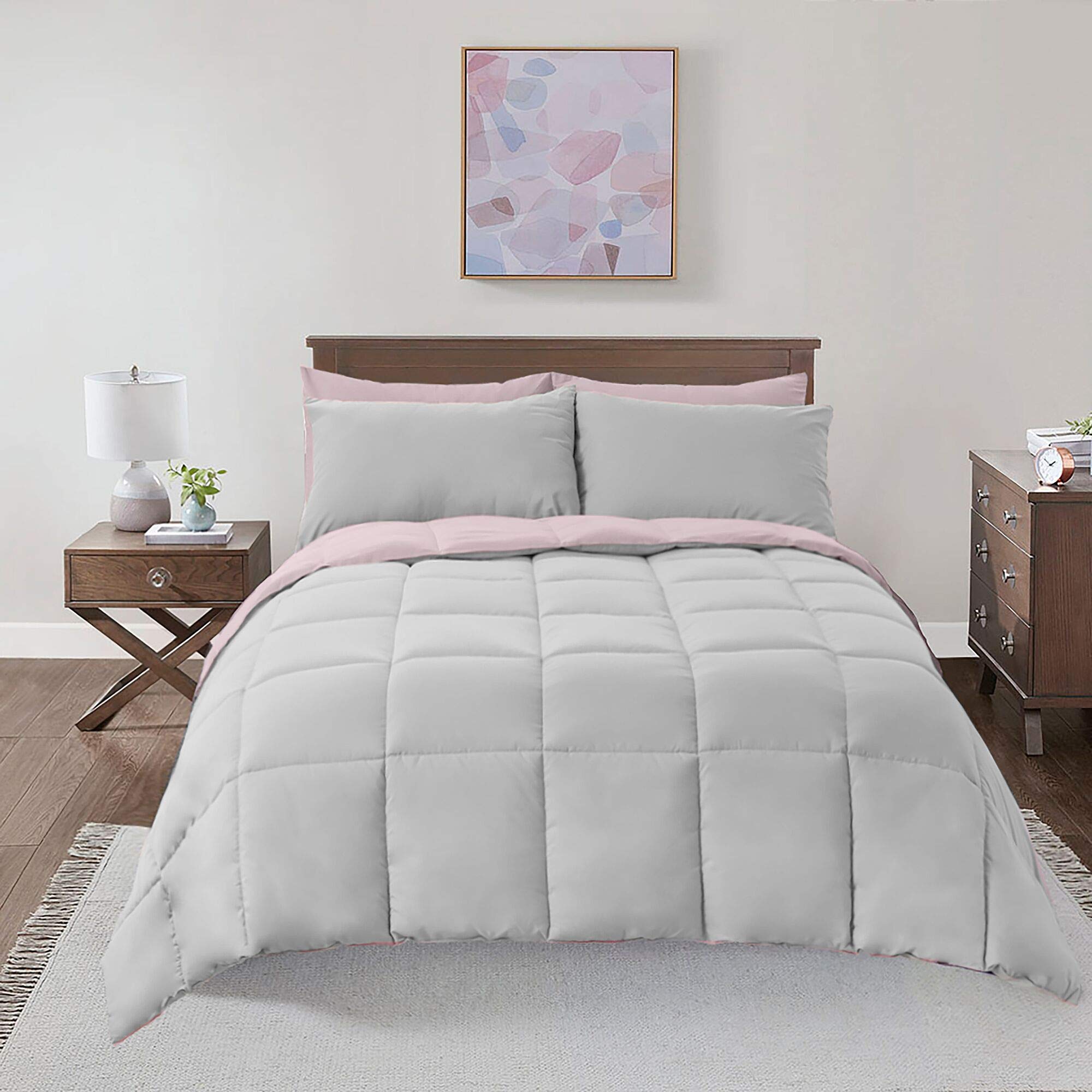 Soft and Plush Down Alternative Comforter - Reversible with 2 Colors Duvet Insert