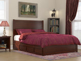 NoHo Queen Size Platform Bed with Footboard & Storage Drawers in Walnut