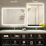 28"x36" LED-Bathroom-Mirror-with-Lights, Wall-Mounted with Bluetooth Speaker